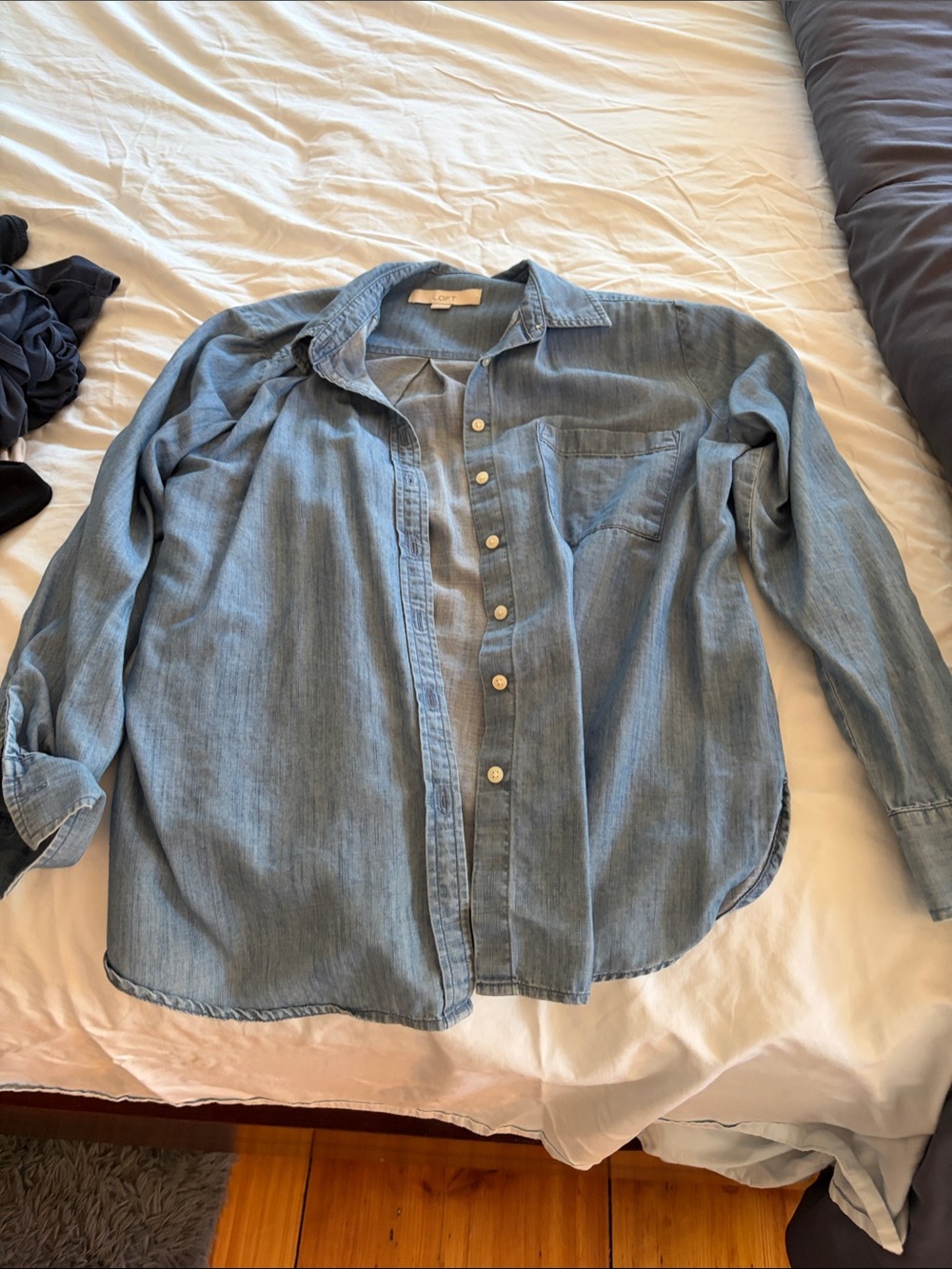 LOFT Light Blue Denim Button-Down Shirt for Kids